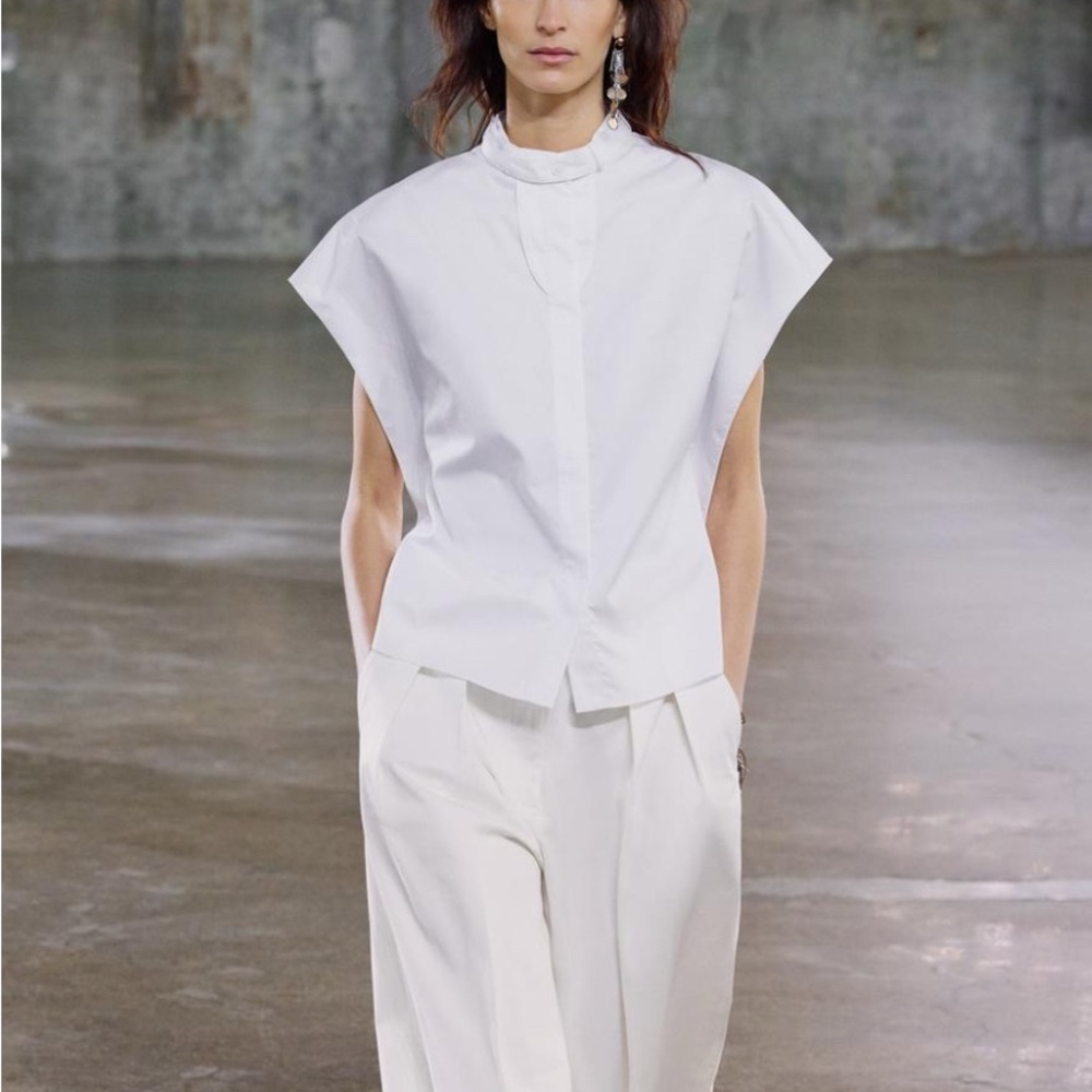 Zara White Poplin Shirt - Size Medium